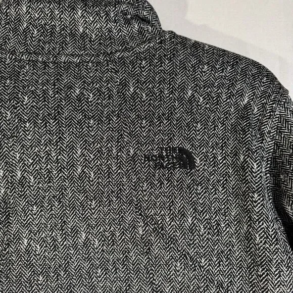 The North Face Women’s Large Jacket Gray Herringbone Softshell Fleece Zip Up - Picture 9 of 11